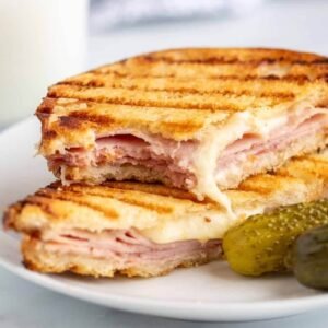 Ham & Swiss Cheese Panini on Ciabatta Bread
